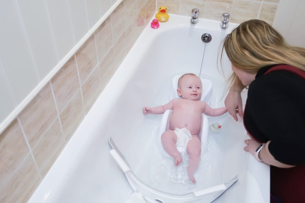 Baby having a bath