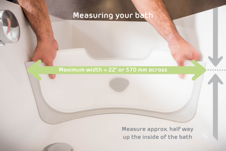 Award winning BabyDam Bathwater Barrier measuring your bath