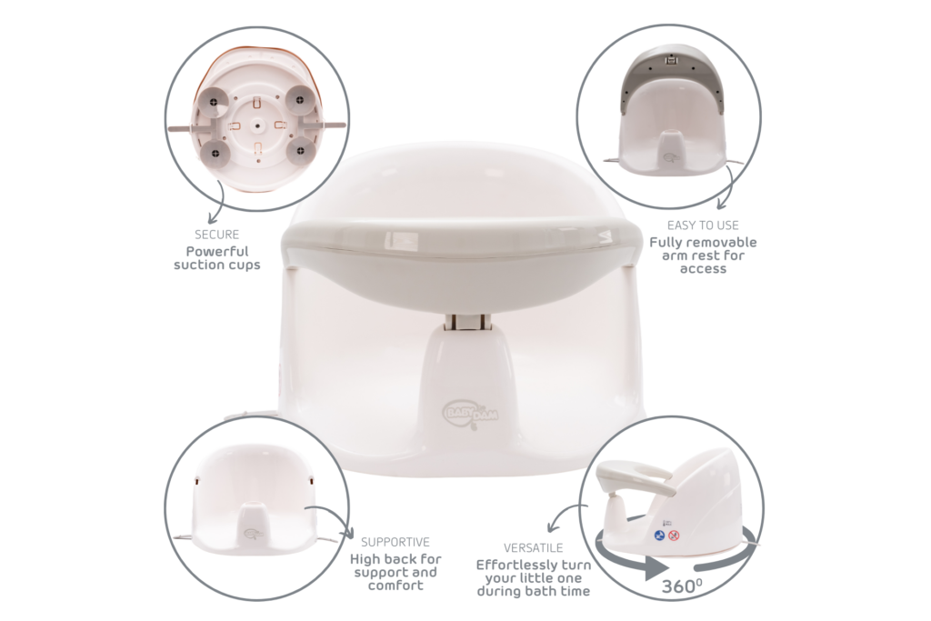 BabyDam Orbital Rotating Baby Bath Seat Swivel baby 360°